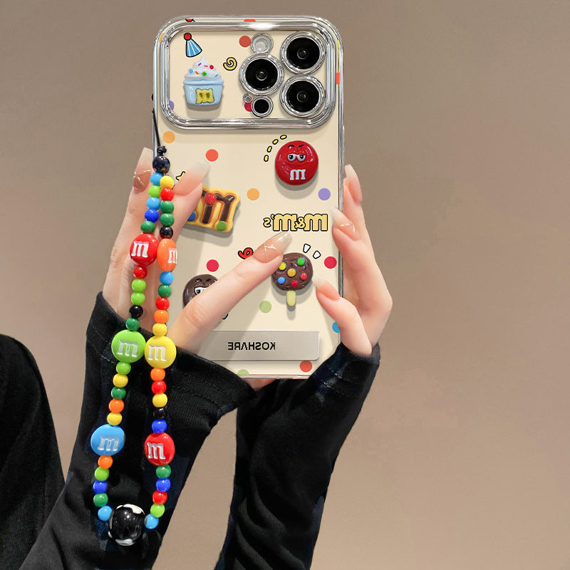 Cartoon M Bean Bracelet Case – iPhone 11–16 Pro Max