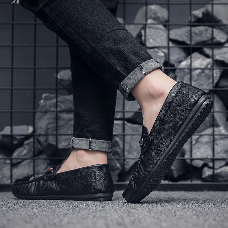 Men’s Leather Slip-On Loafers – Casual Driving Shoes