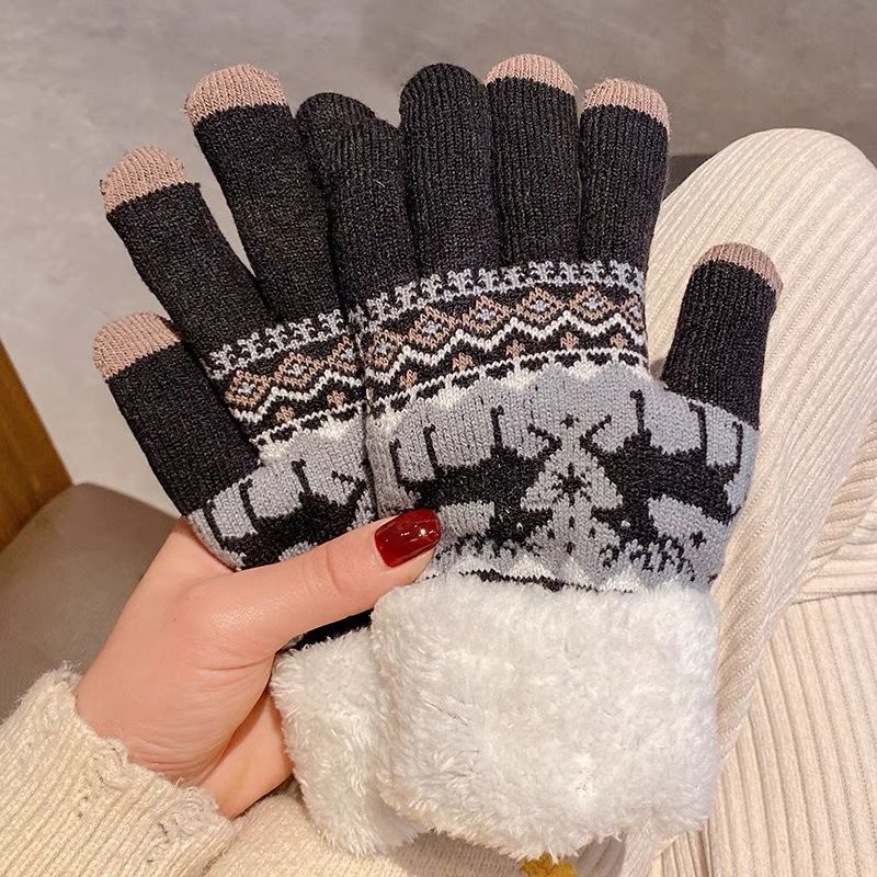 Cute Knitted Touch Screen Winter Gloves for Women Students X