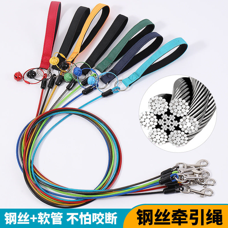 Pet Dog Anti-Bite Durable Rubber-Coated Wire Rope Leash
