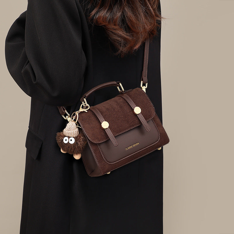 Brown Autumn-Winter Small Square Messenger Bag
