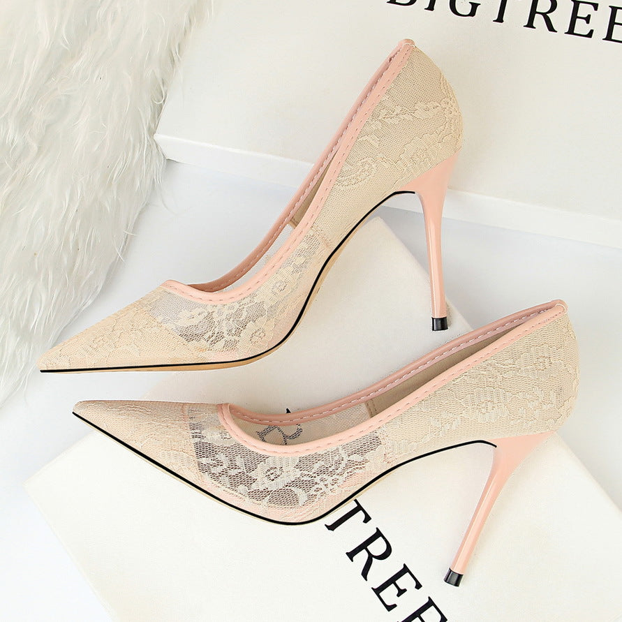 Slimming Mesh Lace Stiletto High Heels – Elegant Look