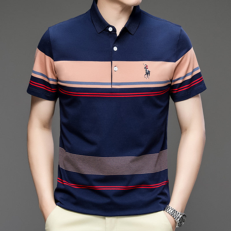 Men’s Cotton Striped Polo – Embroidered & Plus Size