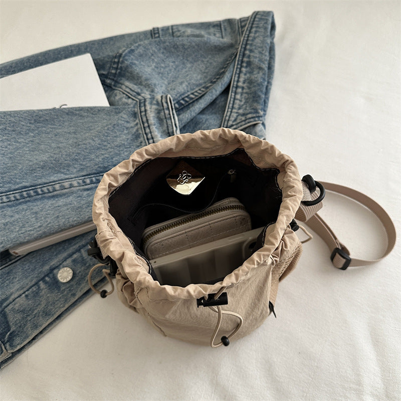 Japanese Style Nylon Drawstring Bucket Bag