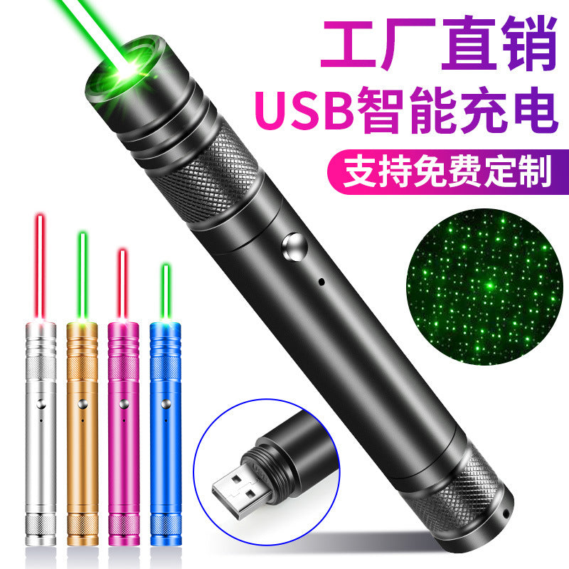 High-Power USB Rechargeable Laser Flashlight – Long-Range Green