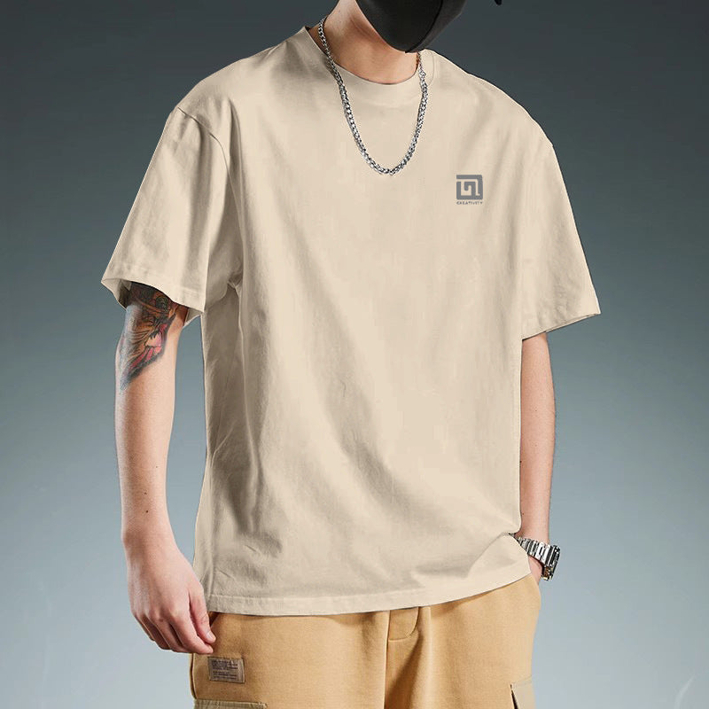 Men’s Pure Cotton Loose Oversize Trendy Short-Sleeve T-Shirt