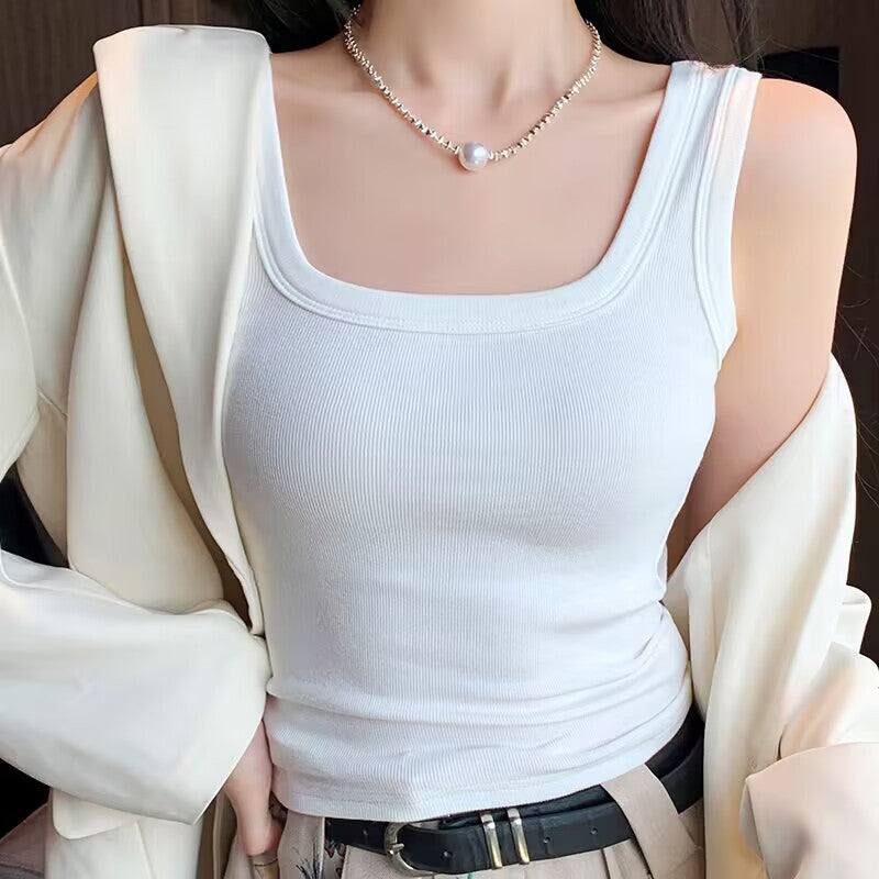 Women’s Cotton Ribbed Square Neck Tank Top