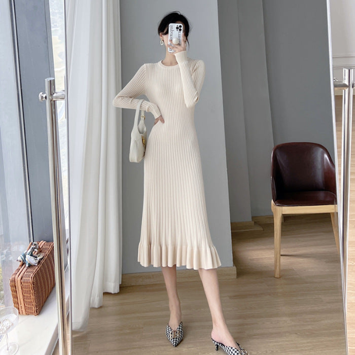 INSTOCK-Slim-Fit Ruffled Knit Dress