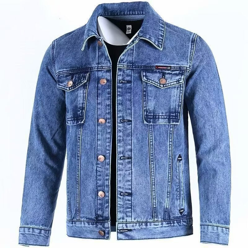 Men's Korean-Style Casual Denim Jacket Large Spring Trendy Top