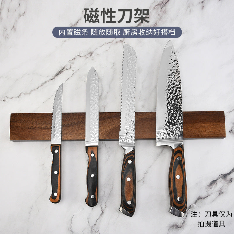 16-inch Solid Wood Magnetic Wall-Mounted Knife Holder Rack