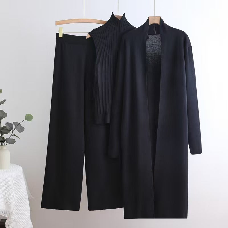 Women’s European Style Knit Three-Piece Casual Suit