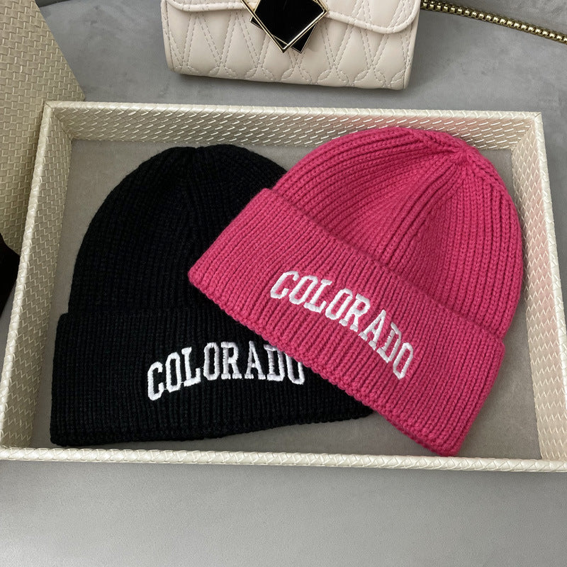 Unisex Korean White Wool Hat – Autumn/Winter Knitted Letter