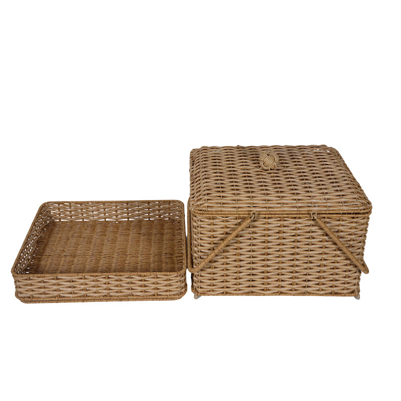Outdoor Rattan-Style Double-Layer Woven Basket