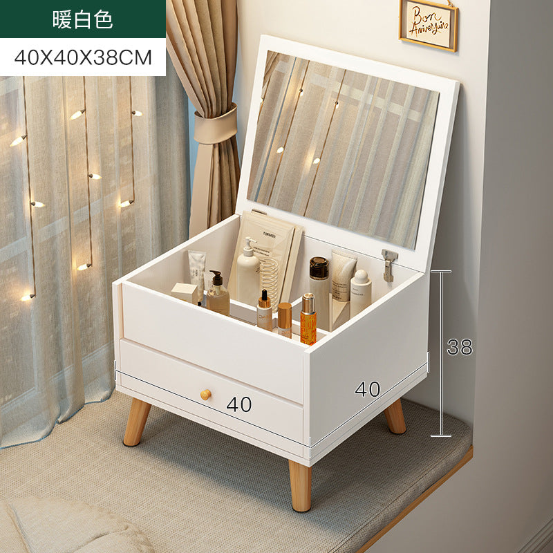 Bay Window Dressing Table with Integrated Storage Cabinet