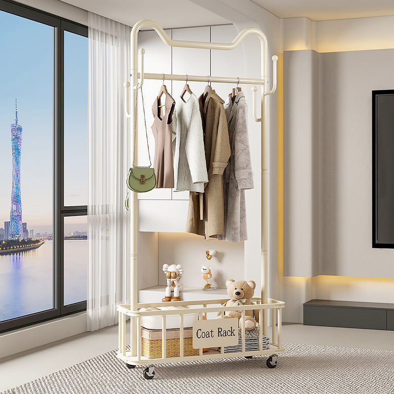 Modern Movable Clothes Rack with Laundry Basket