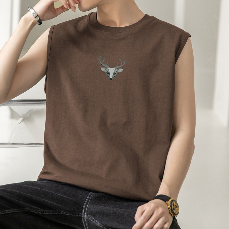 Men's Pure Cotton Sleeveless Sports Vest Loose Fit Basketball