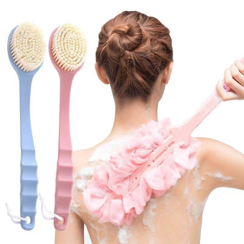 Double-Sided Soft Wool Bath Brush with Long Handle