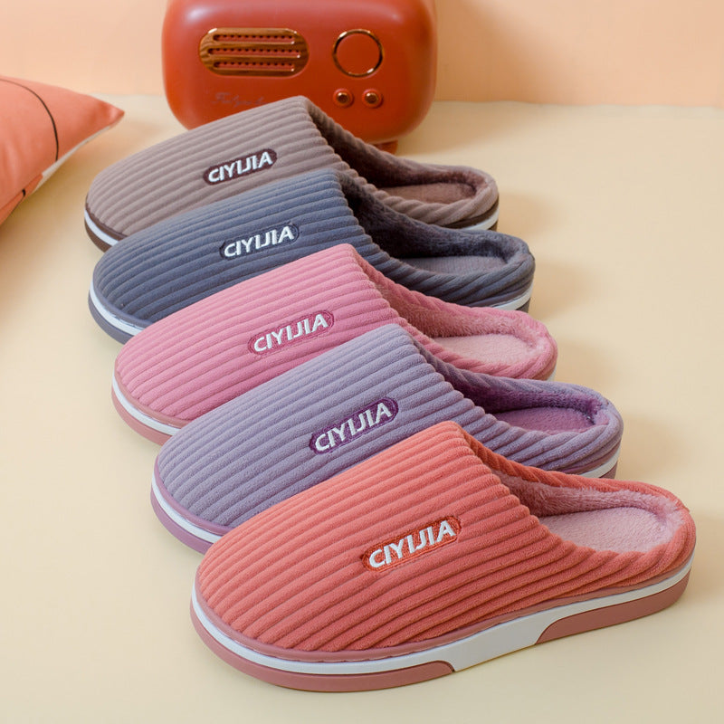 Warm Plush Cotton Slippers Non Slip Winter Home Use