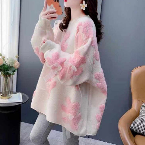 Korean-Style Women’s Mid-Length Loose Knit Pullover