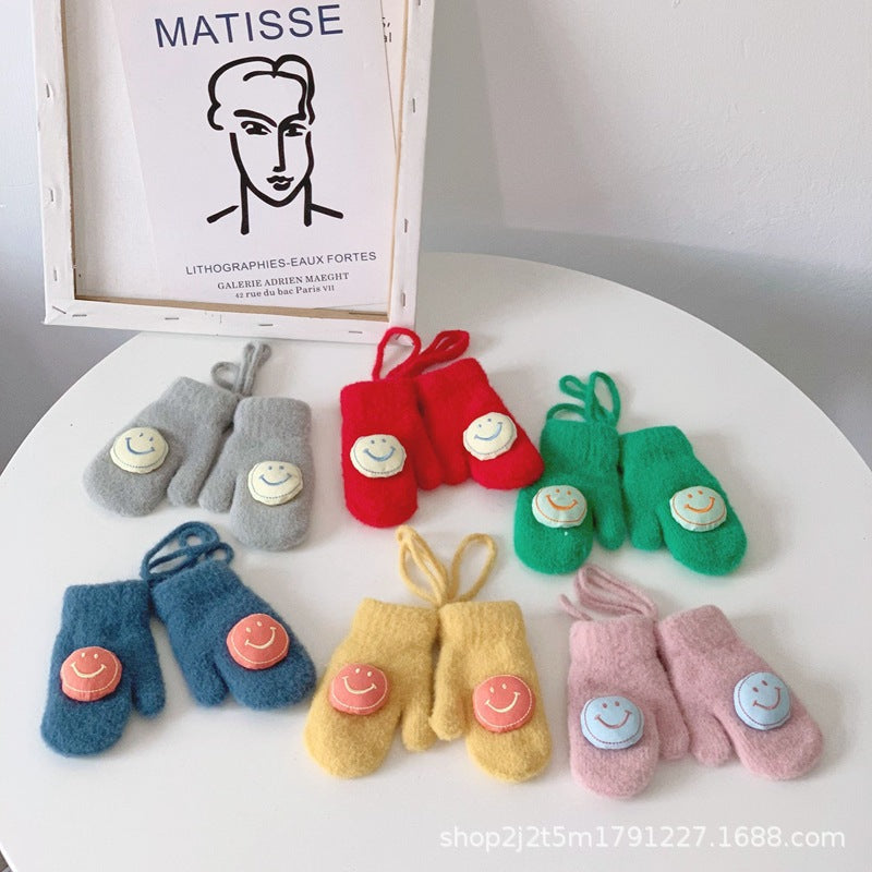 Kids’ Winter Gloves Cute Korean Cartoon Frog Plush Mittens