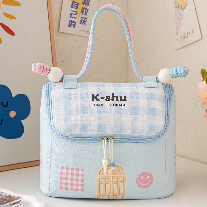 Cute Cabin Cosmetic Bag Large-Capacity Girls’ Organizer