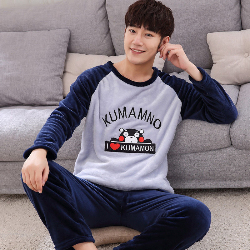 STOCK-Men’s Coral Velvet Loungewear – Thick Warm Set 2024