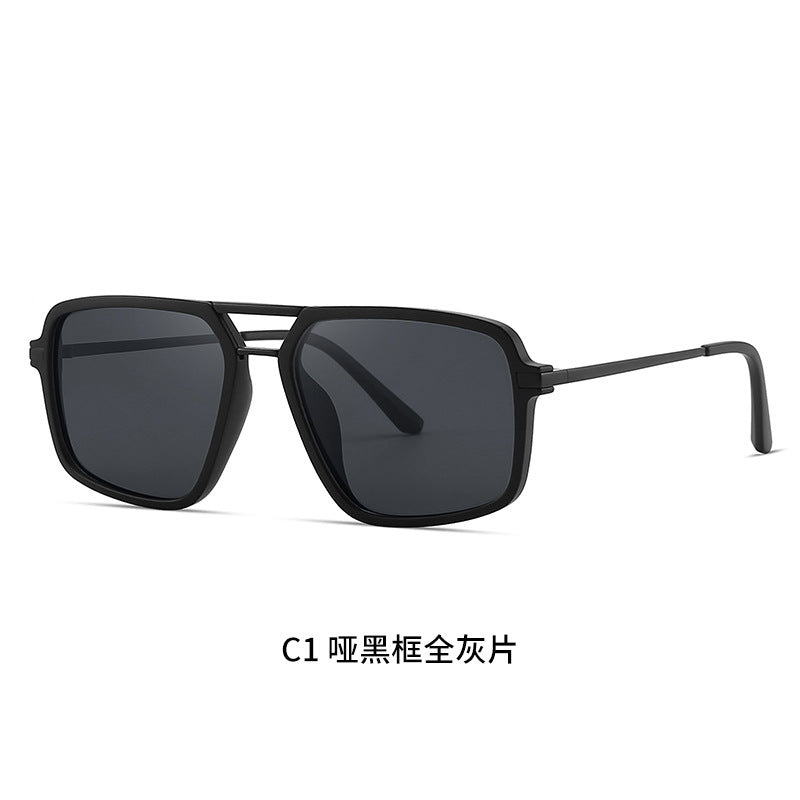 Men's Double-Beam Metal Frame Polarized Driving Sunglasses