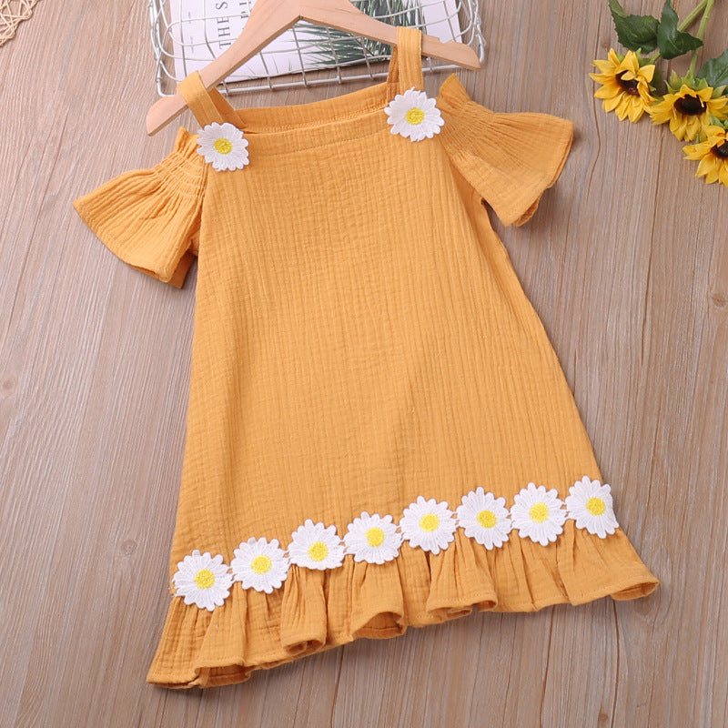 Girls' Spring Flower Sling Princess Dress