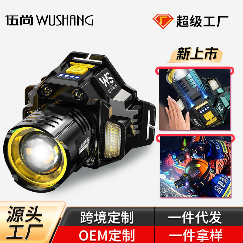 Super Bright Cross-Border Strong Light USB Head-Mounted Headlight