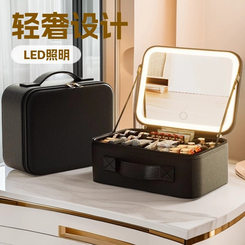 Advanced LED Travel Cosmetic Bag – Large Capacity with Mirror