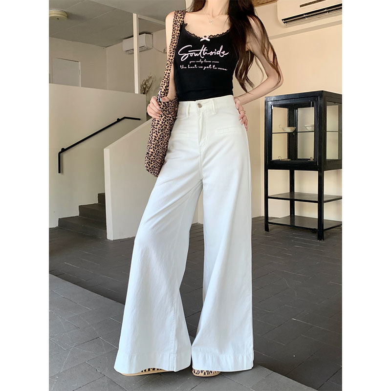 Women’s White Wide-Leg High-Waist Jeans