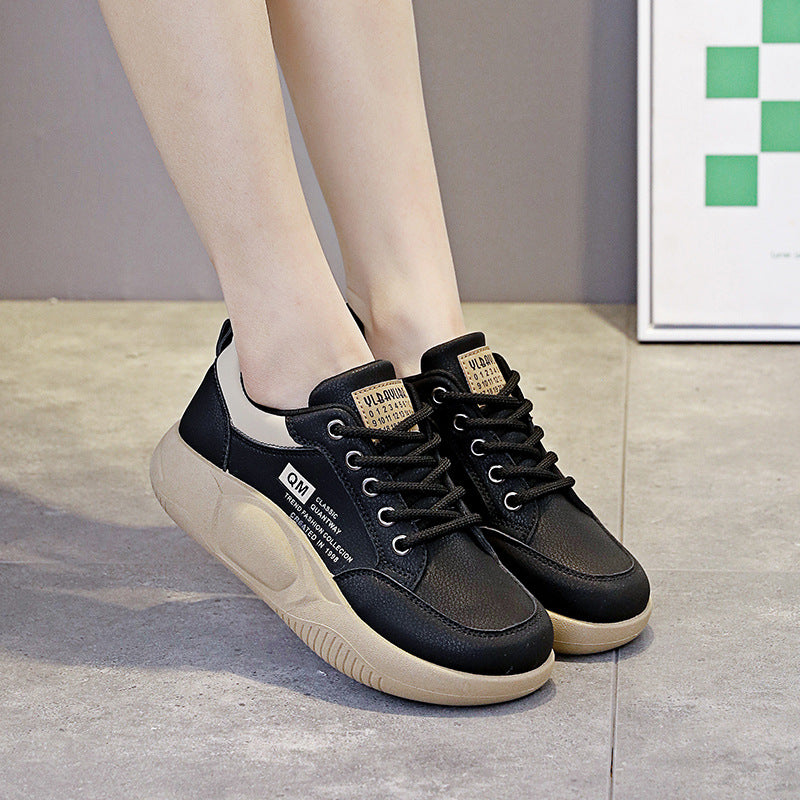 Women's Thick-Soled White Sneakers – Trendy & Comfy
