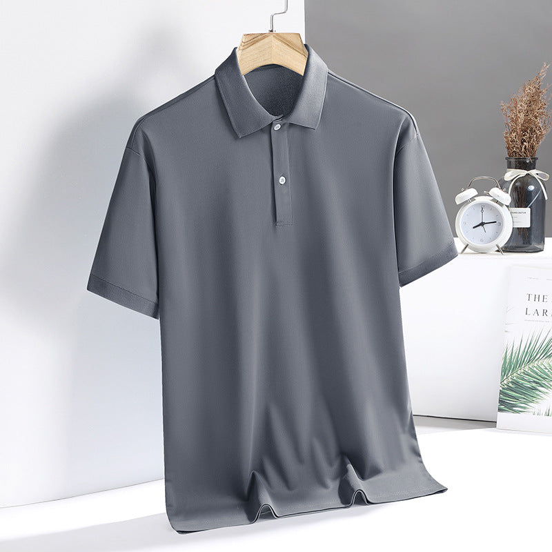 Men’s Summer Ice Silk Polo Shirt Thin Lapel Half Sleeve