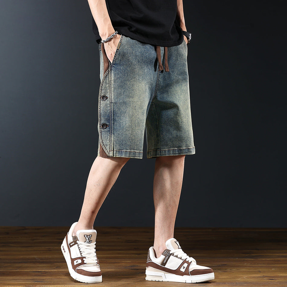 Men’s Retro Workwear Denim Shorts Loose Summer Style