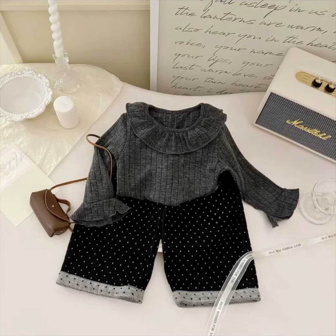 Girls Doll Collar & Wave Pants Set – Autumn Outfit – Outfit Sets – Image 8