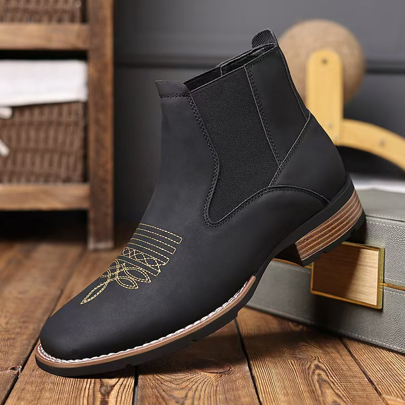 Men’s Unique Embroidered Chelsea Boots Cross-Border