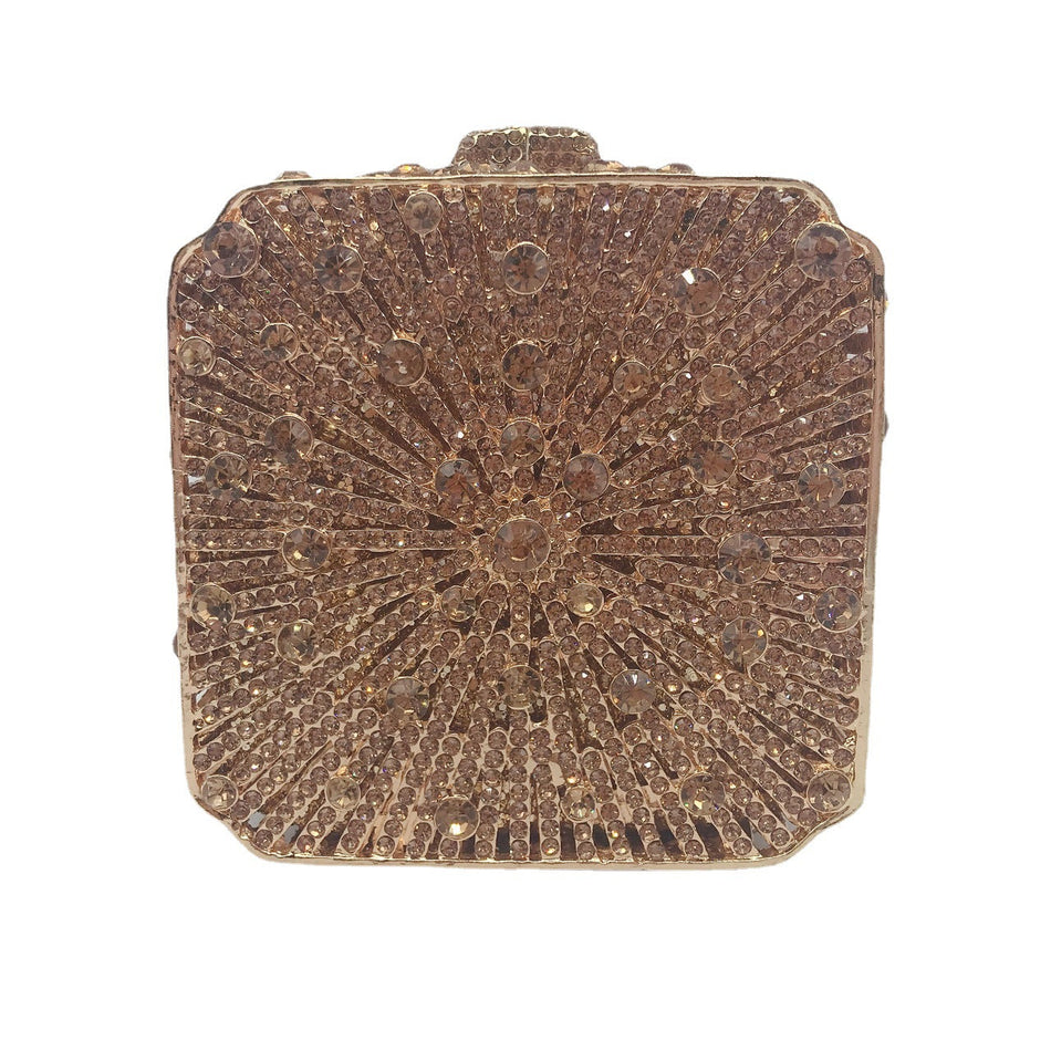 Diamond Box Clutch – Square Hollow Metal Banquet Bag
