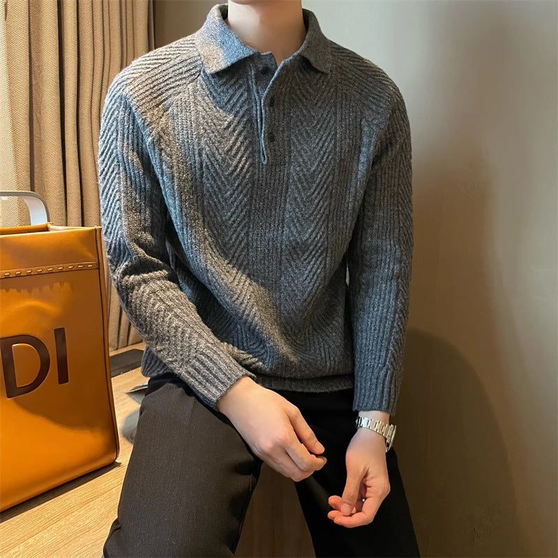INSTOCK-Men's Polo Knitwear Sweater  Business Casual Long Sleeve