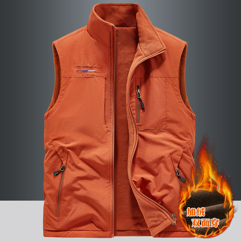 INSTOCK-Men’s Reversible Fleece Vest – Outdoor Sports Winter