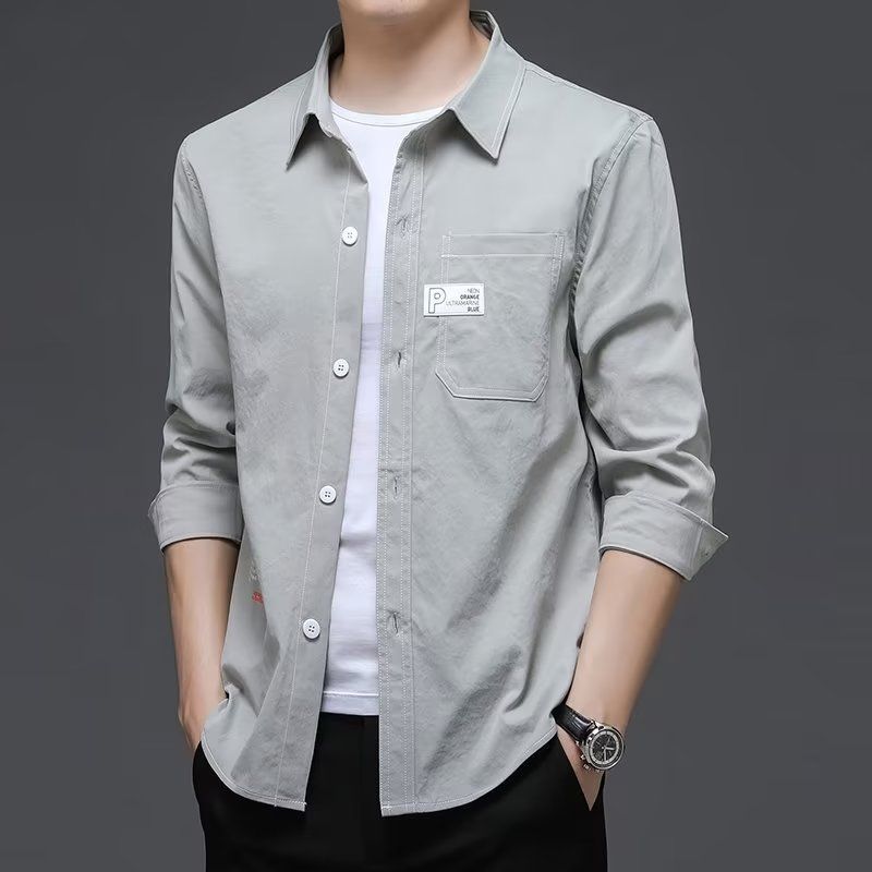 Men’s Hong Kong & Japanese Style Long-Sleeve Shirt Jacket