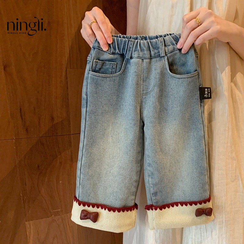 Lime Girls Fleece-Lined Korean Style Jeans