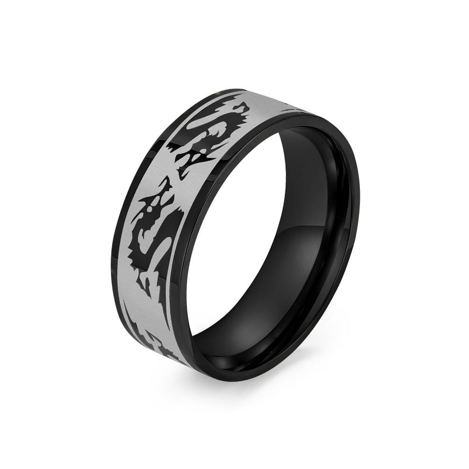 Men's Gold Dragon Pattern Electroplated Ring High Grade Jewelry