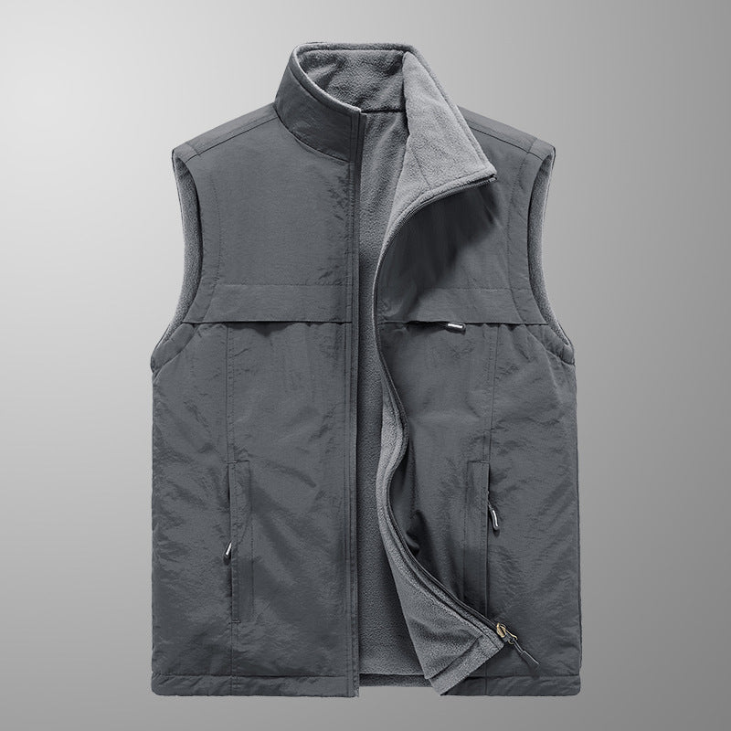 Men’s 2025 Double-Sided Polar Fleece Vest 7929A