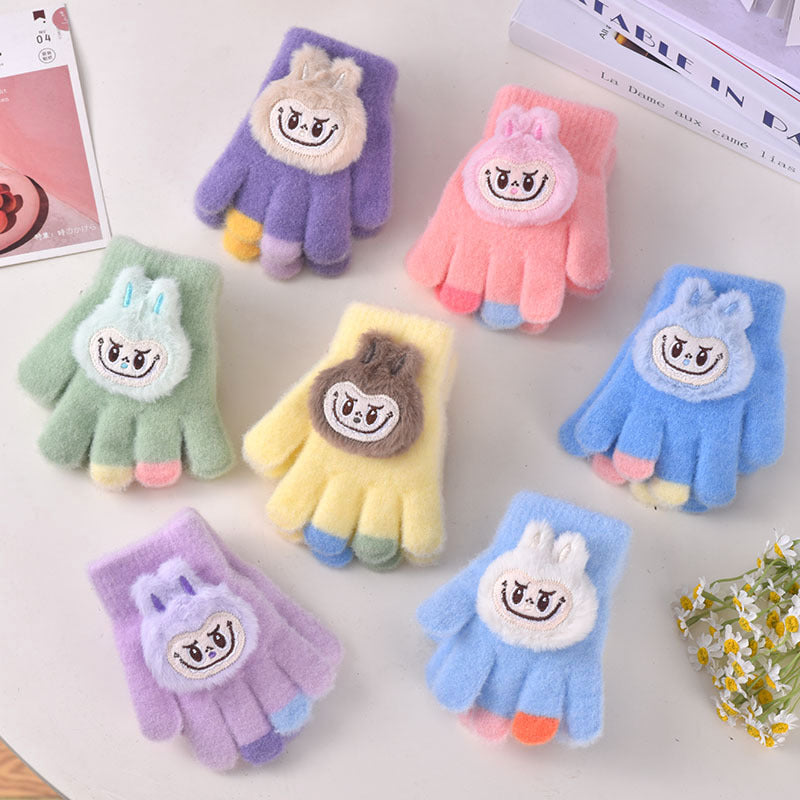 Kids’ Winter Cartoon Bunny Five-Finger Gloves