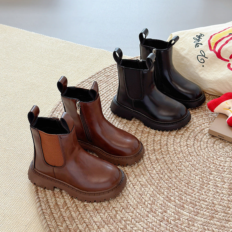 British Style Kids Retro Boots Thick Sole Spring & Autumn