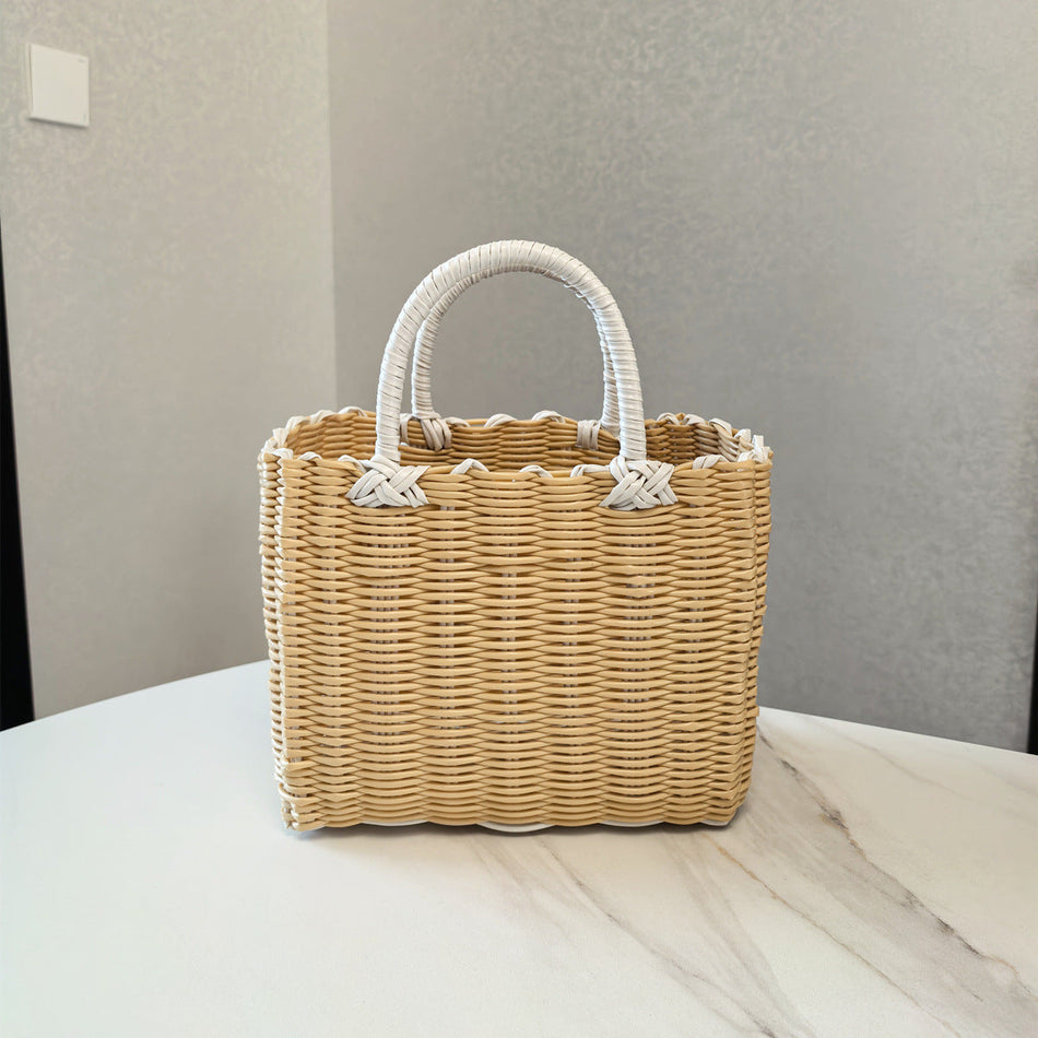 Plastic Woven Handbag Basket for Vegetables & Gifts
