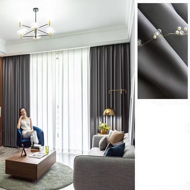 Satin Simulated Silk Curtains – Full Blackout, Finished, Modern