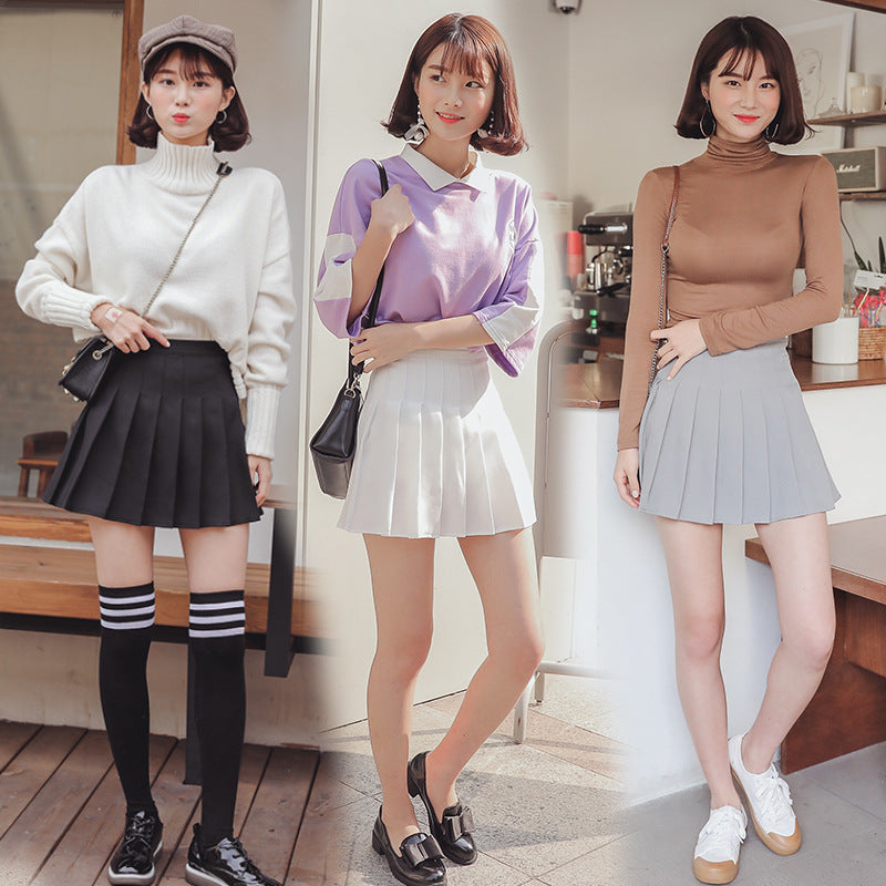 Harajuku High-Waist Pleated Skirt – Chic Autumn Style