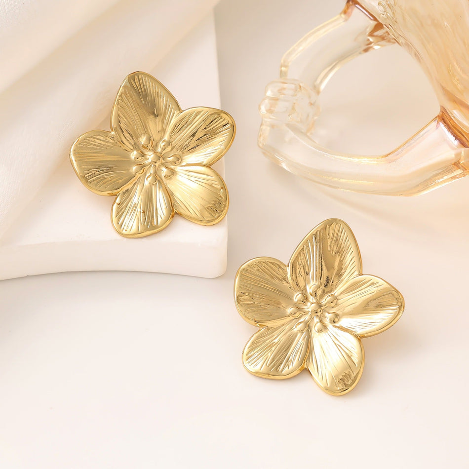 Irregular Stainless Steel Oil-Pressure Light Luxury Earrings