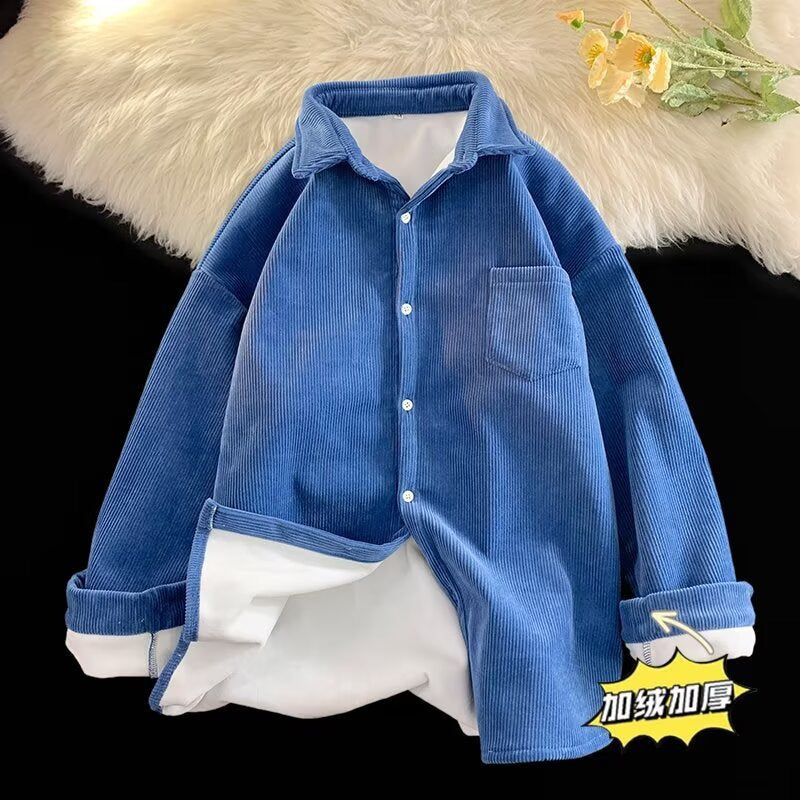 Corduroy Plus Size Warm Mens Shirt 2025